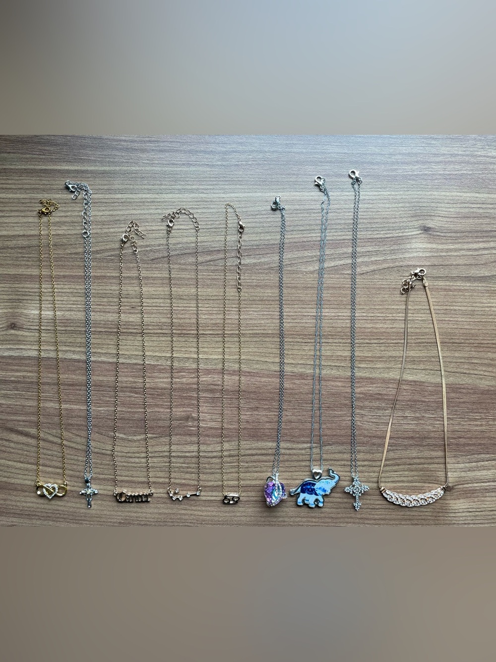 COSTUME Jewelry Necklace Lot 9 Pc New Cancer Zodiac Cross Elephant
